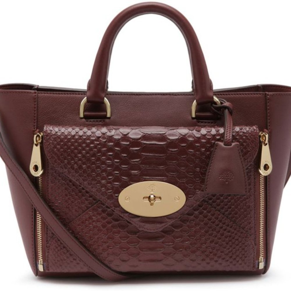 Mulberry Snakeskin Willow Tote